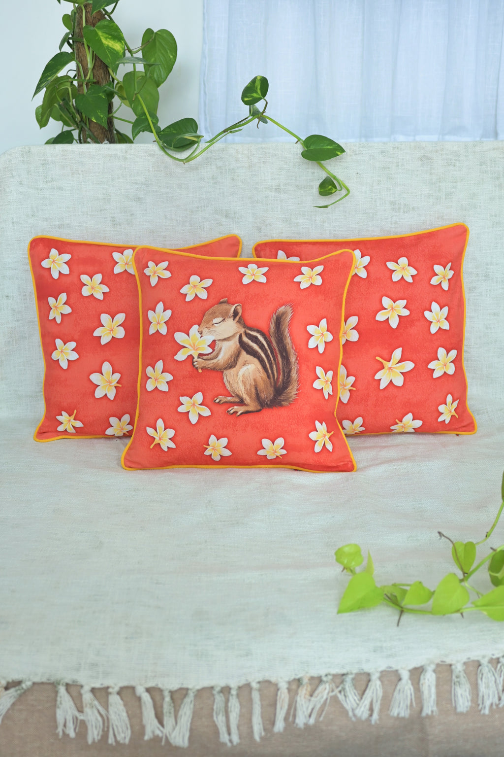 Soft breath shared by frangipani and squirrel (set of three) 🌼