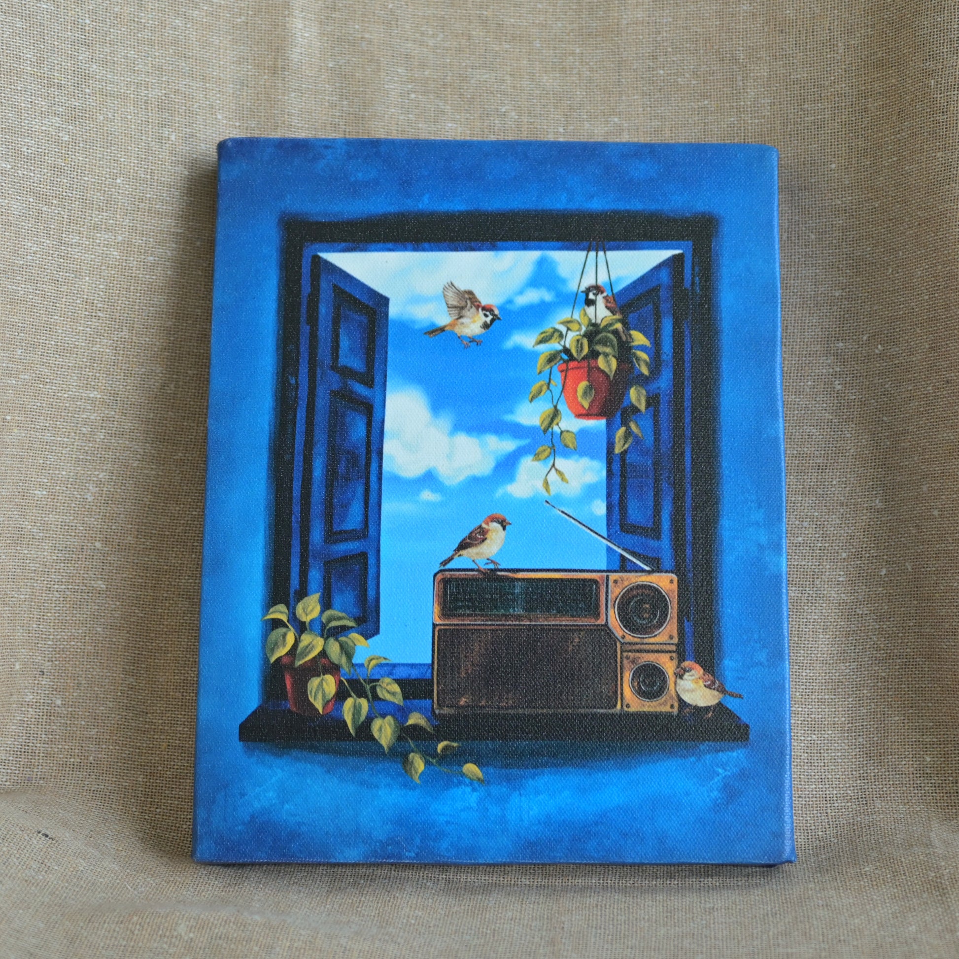 Sparrows gather as the radio plays