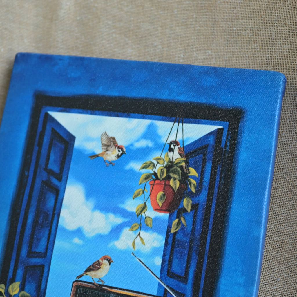 Sparrows gather as the radio plays