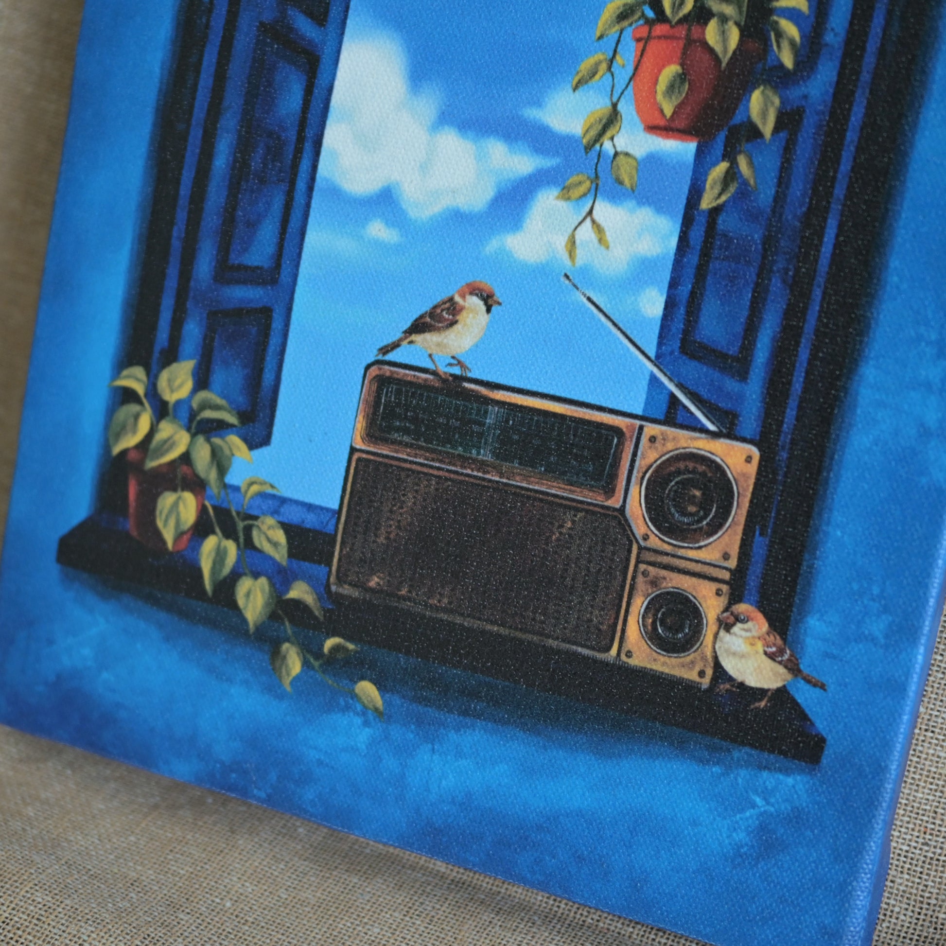 Sparrows gather as the radio plays