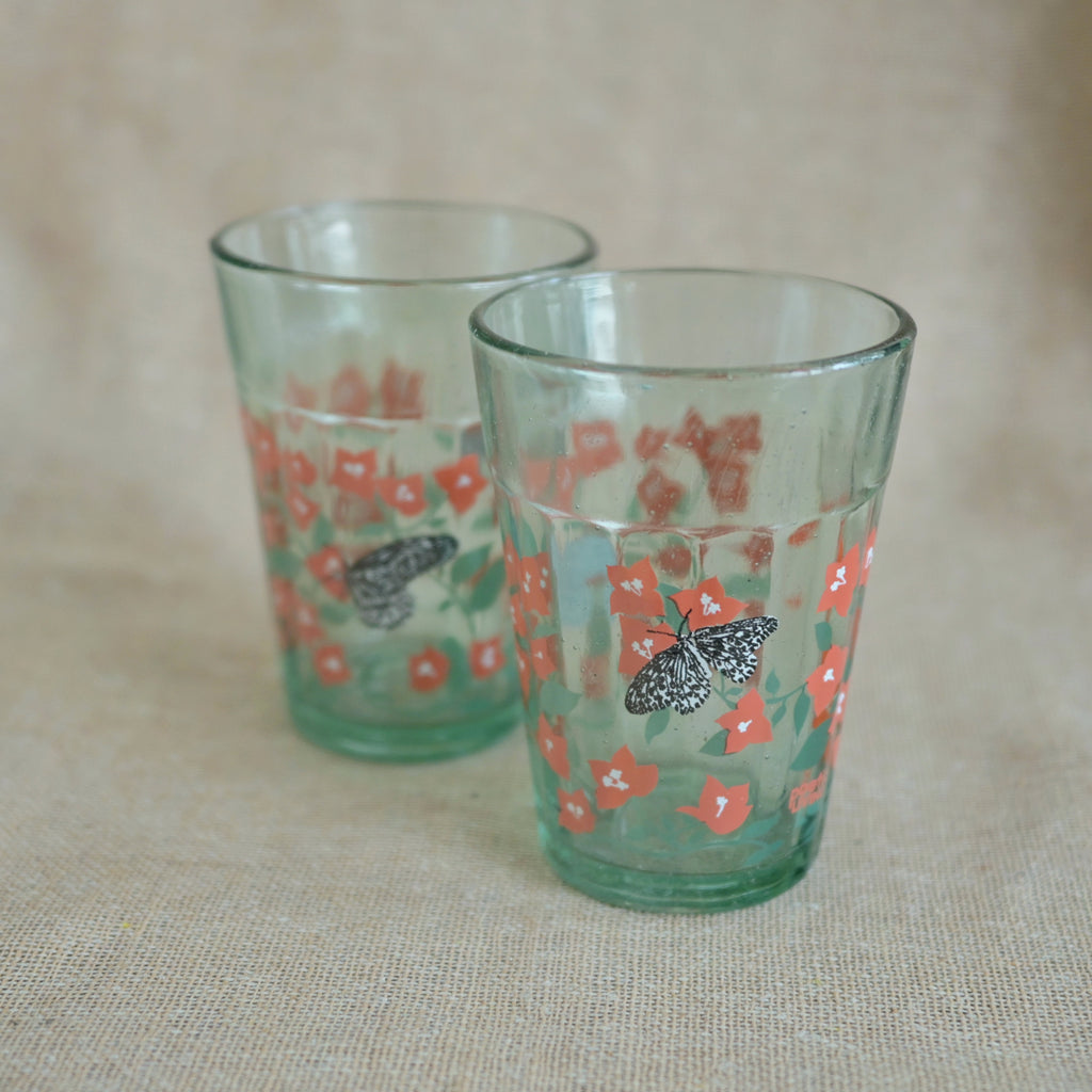 Bougainvillea blooms kissing butterflies