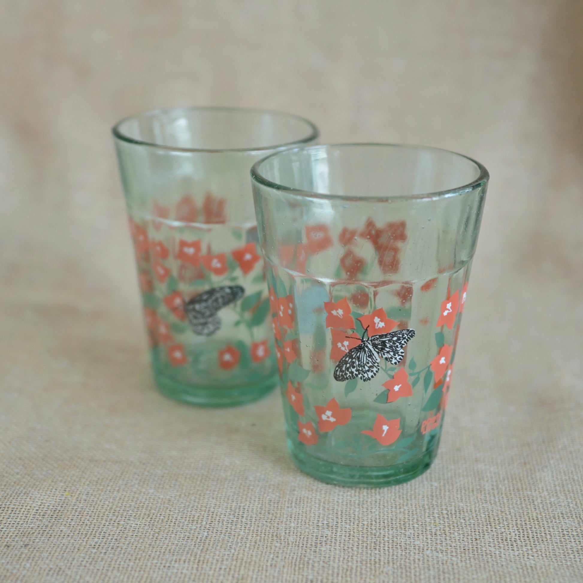 Bougainvillea blooms kissing butterflies