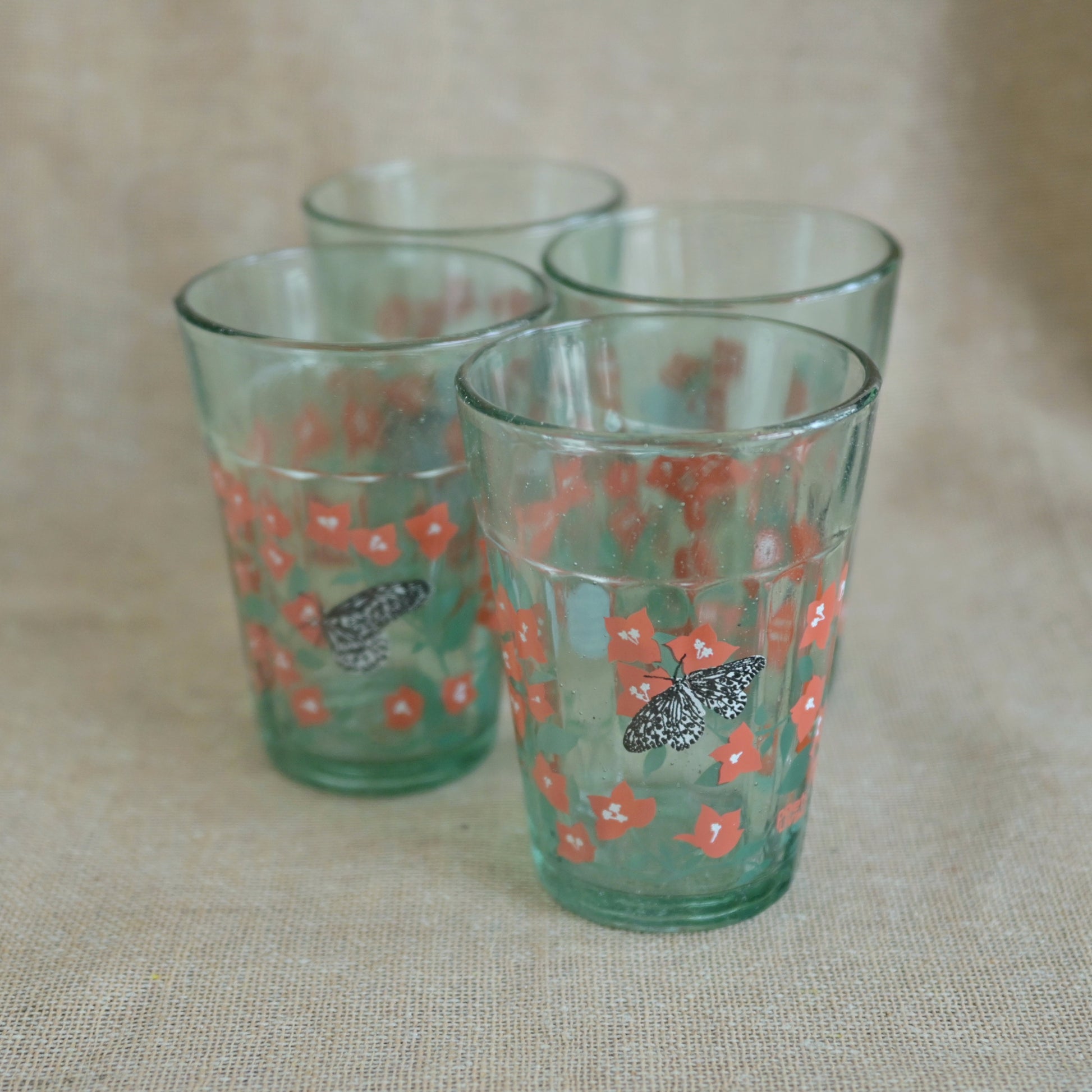 Bougainvillea blooms kissing butterflies